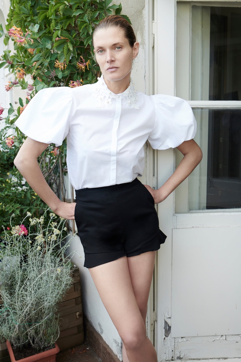 Zara Puff Sleeve Top and Ruffled Shorts.