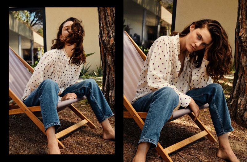 Model Marina Perez poses in casual styles for Massimo Dutti.