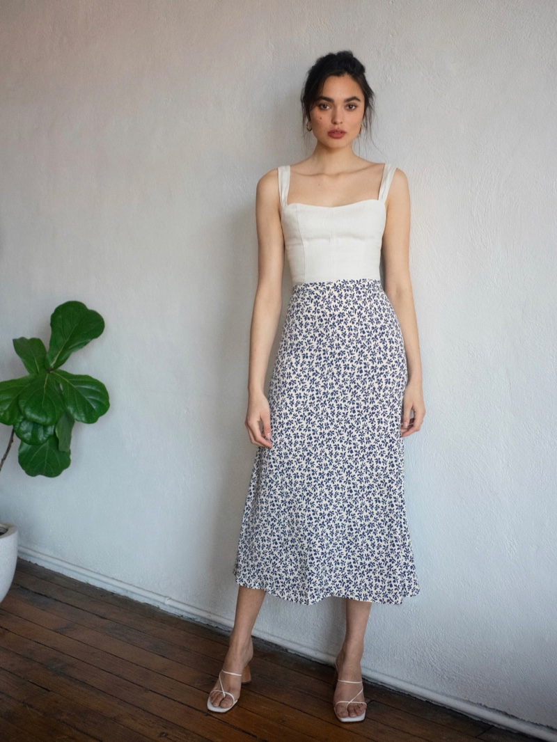 Reformation Bea Skirt in Bombay $128