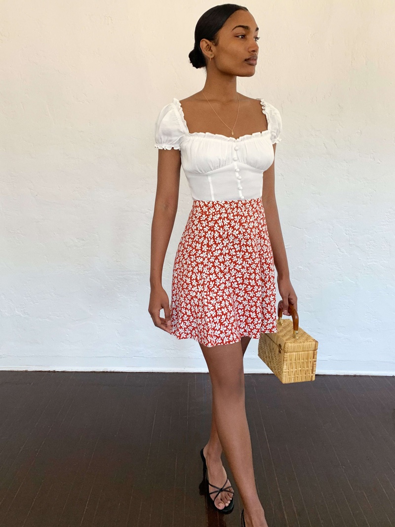 Reformation Flounce Skirt in Grenadine $98