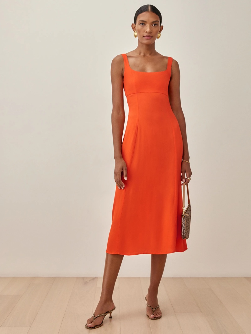 Reformation Juno Dress in Flame $218