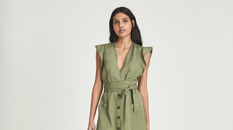 Reiss Emma Linen Blend Midi Dress $335