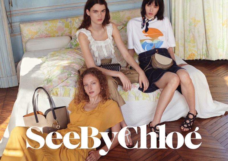 Agnes Nieske Abma, Hannah Sprehe and Yidan Huang star in See by Chloe spring-summer 2020 campaign.