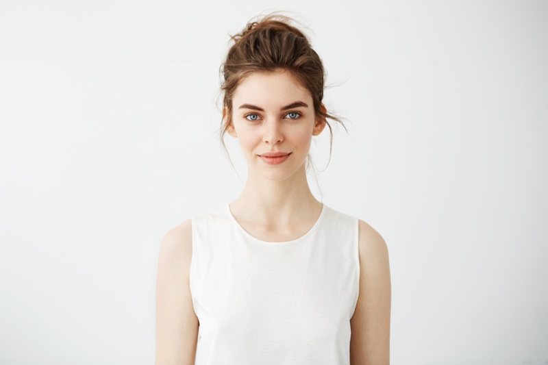 Serene Calm Happy Woman White Tank Top