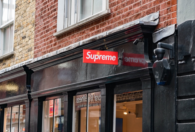 Supreme Store Logo in London.