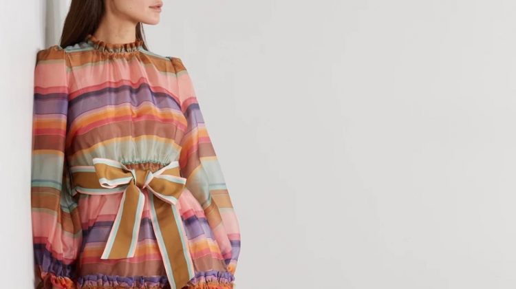Zimmermann Lovestruck Belted Striped Silk-Organza Mini Dress $1,120 (previously $1,600)