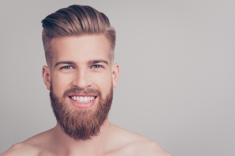 Attractive Man Beard Trendy Haircut Smiling