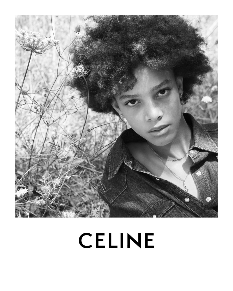 Fresh face Essoye Mombot poses for Celine Plein Soleil collection.