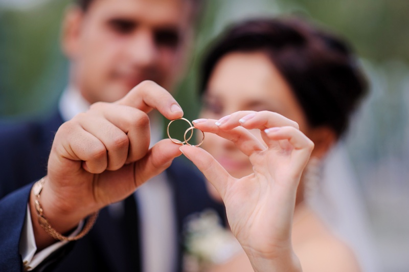 Closeup Couple Wedding Rings