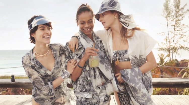 Natalie Ludwig, Aaliyah Hydes and Ilona Desmet star in Dior Dioriviera fall 2020 campaign.