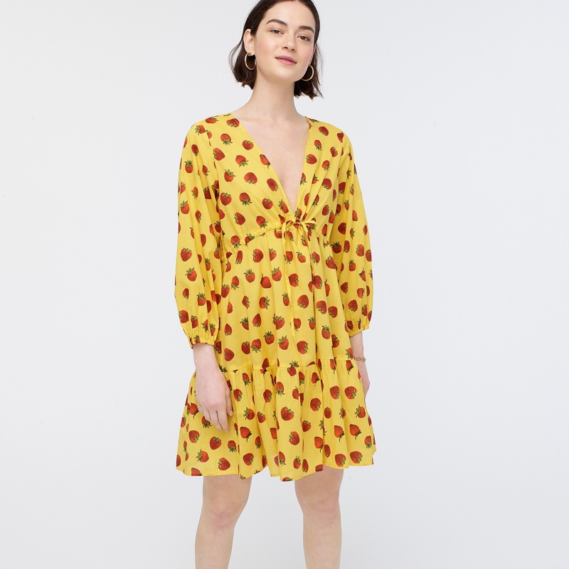 Edie Parker x J. Crew Long-Sleeve Cover-Up Dress in Strawberries $148