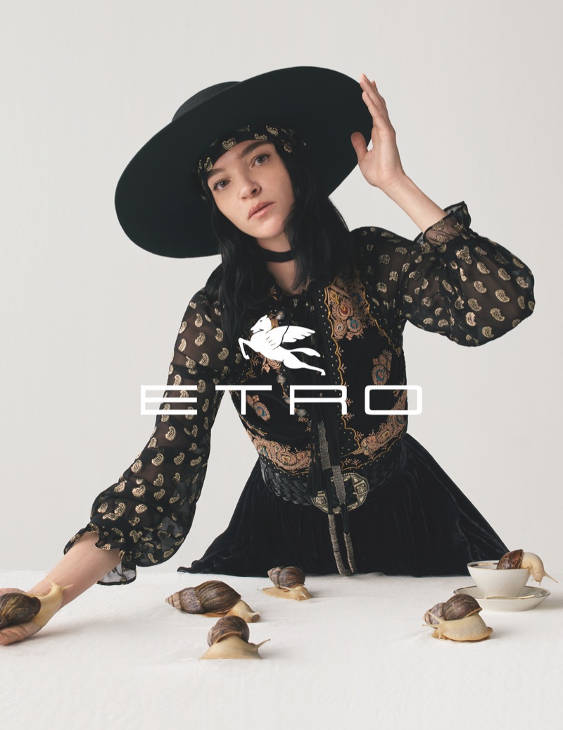 Mariacarla Boscono stars in Etro fall-winter 2020 campaign.