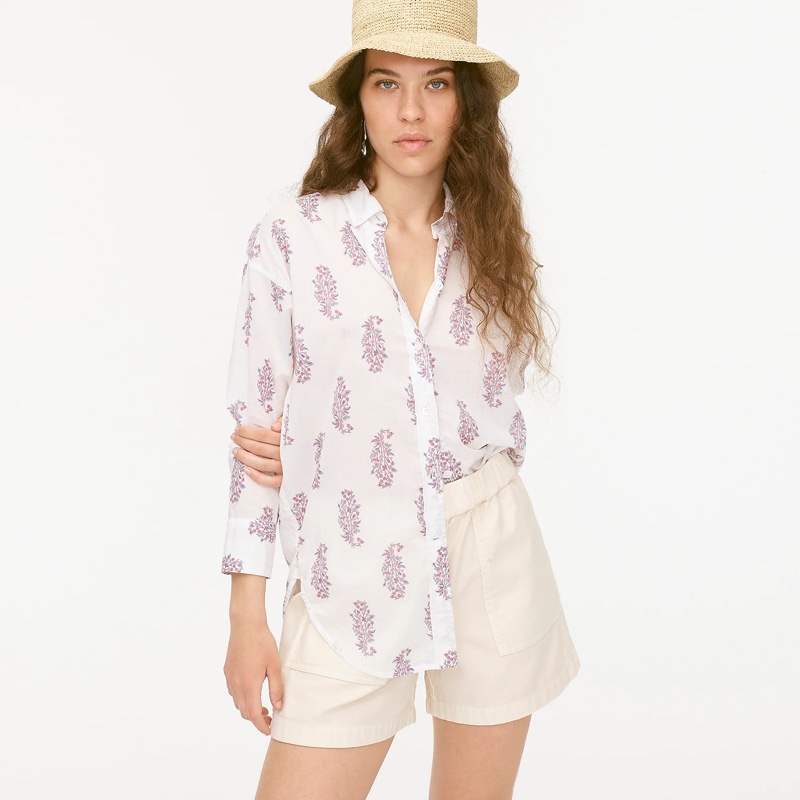 J. Crew Relaxed-Fit Cotton Voile Shirt in Budding Branch Print $79.50