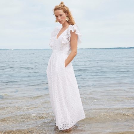Summer State of Mind: Discover J. Crew's Staycation Looks J. Crew Ruffle-Sleeve Eyelet Maxi Dress in White $218
