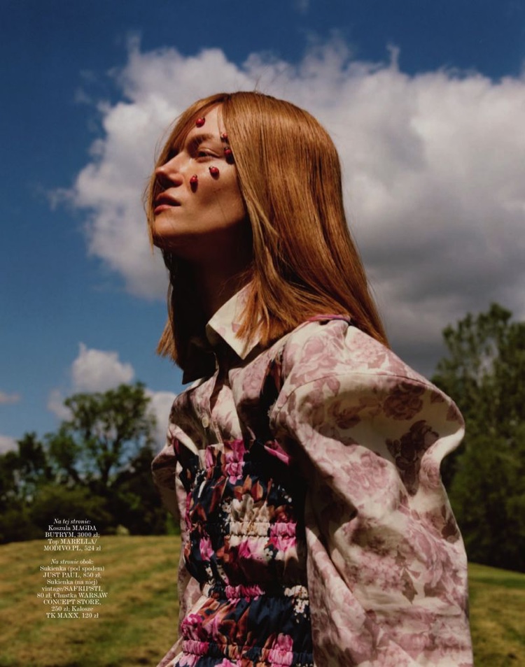 Kasia Struss Wears Whimsical Outdoor Looks for Vogue Poland