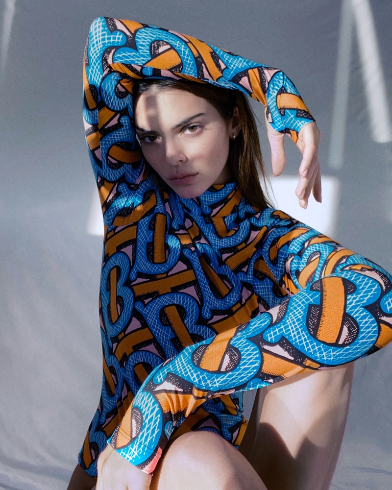 Striking a pose, Kendall Jenner appears in Burberry Monogram summer 2020 campaign.