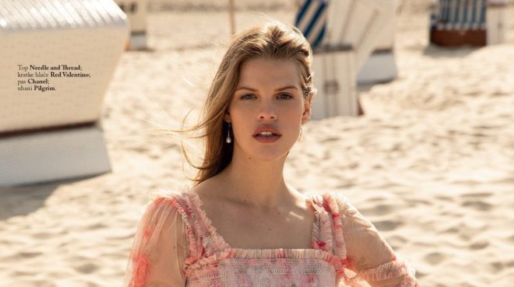 Kim Riekenberg Embraces Beach Fashion for ELLE Slovenia
