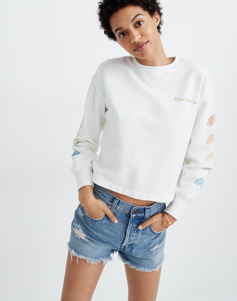 Madewell x Free & Easy Rainbow Graphic Crewneck Sweatshirt $88