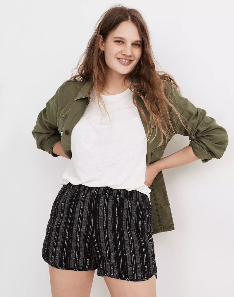 Madewell Linen-Cotton Pull-On Shorts in Jacquard Stripe $49.50