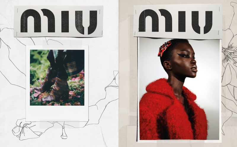 Achenrin Madit fronts Miu Miu fall-winter 2020 campaign.