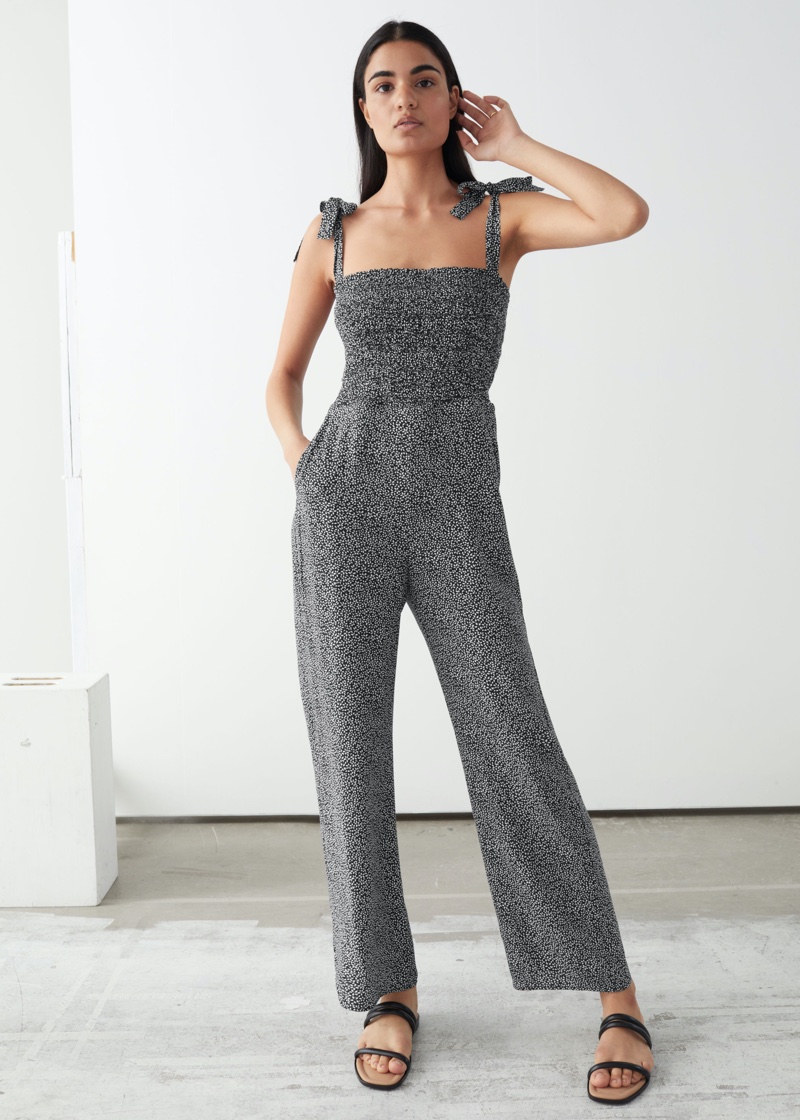 & Other Stories Smocked Polka Dot Jumpsuit $89