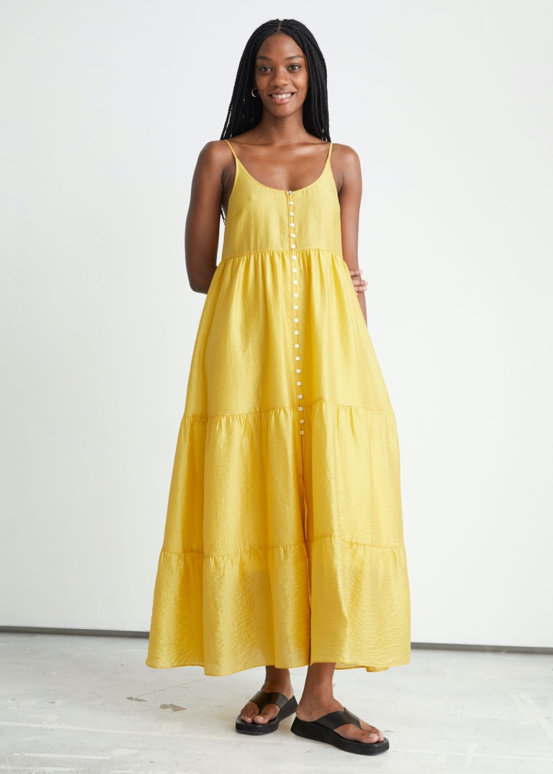 & Other Stories Strappy Buttoned Maxi Dress in Yellow $129