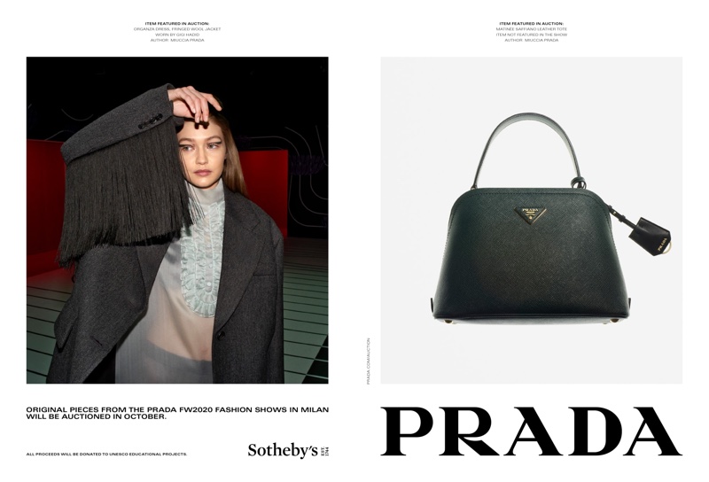 Gigi Hadid stars in Prada fall-winter 2020 campaign.