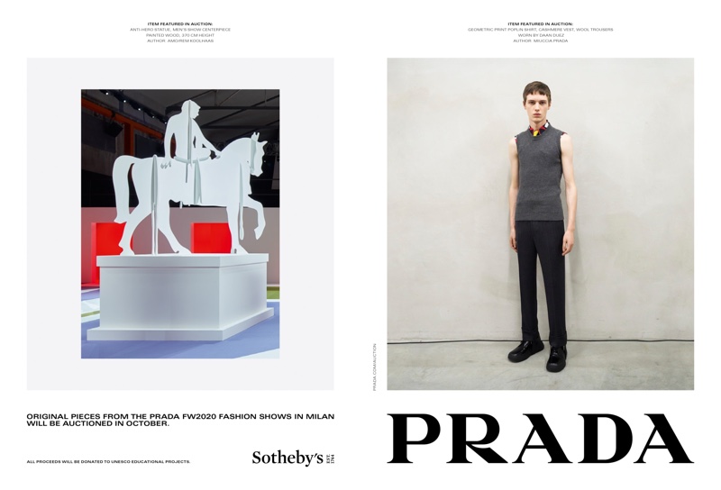 Prada teams up with Sotheby’s for its fall-winter 2020 campaign.
