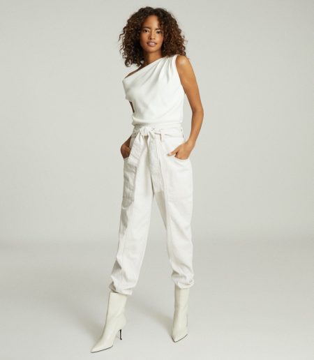 Make a Statement in REISS' Bold Tops REISS Miranda Drape Shoulder Sleeveless Top in White $180