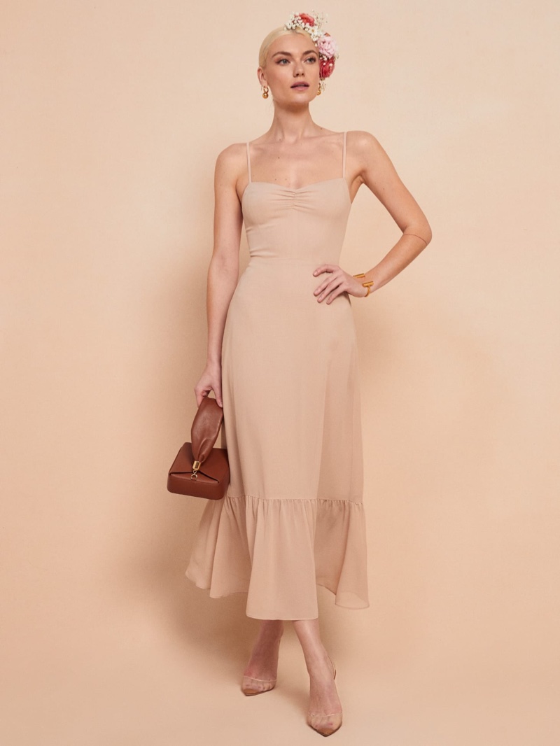 Reformation Emersyn Dress in Champagne $278