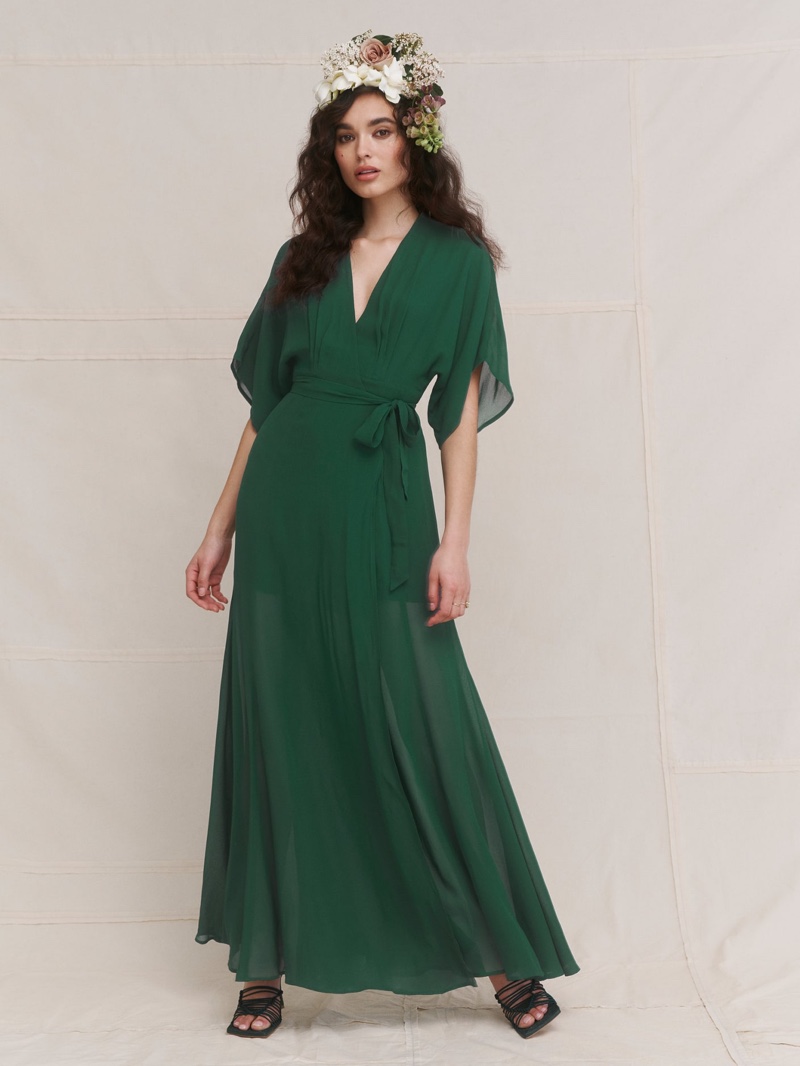 Reformation Winslow Dress in Emerald $278