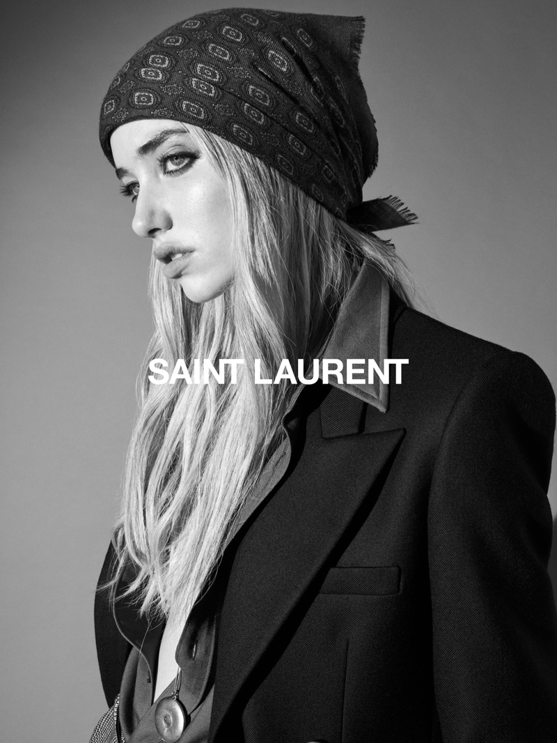 Model Grace Hartzel fronts Saint Laurent fall 2020 campaign.