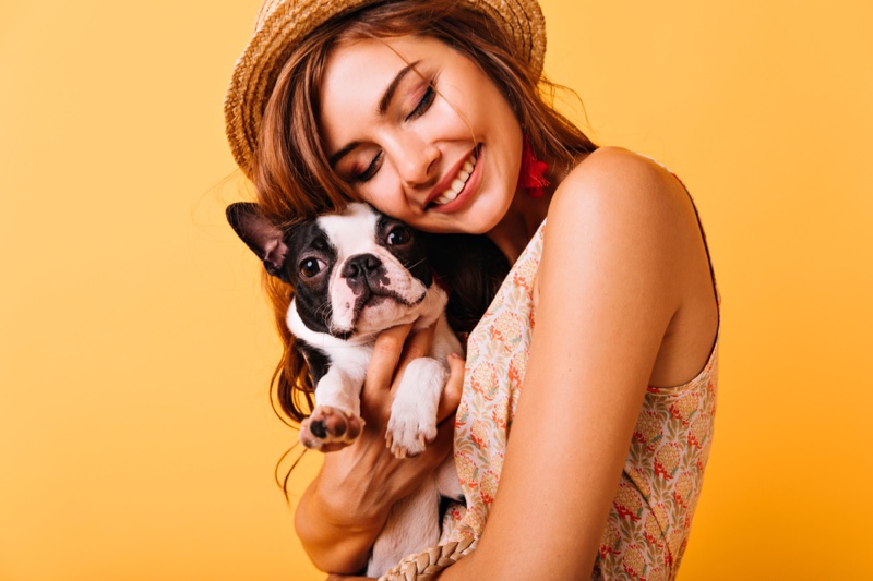 Stylish Woman Smiling Dog