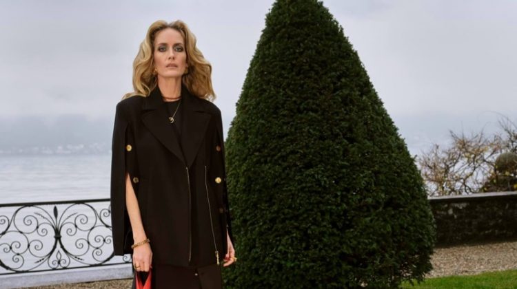 Model Georgina Grenville appears in Versace pre-fall 2020 campaign.