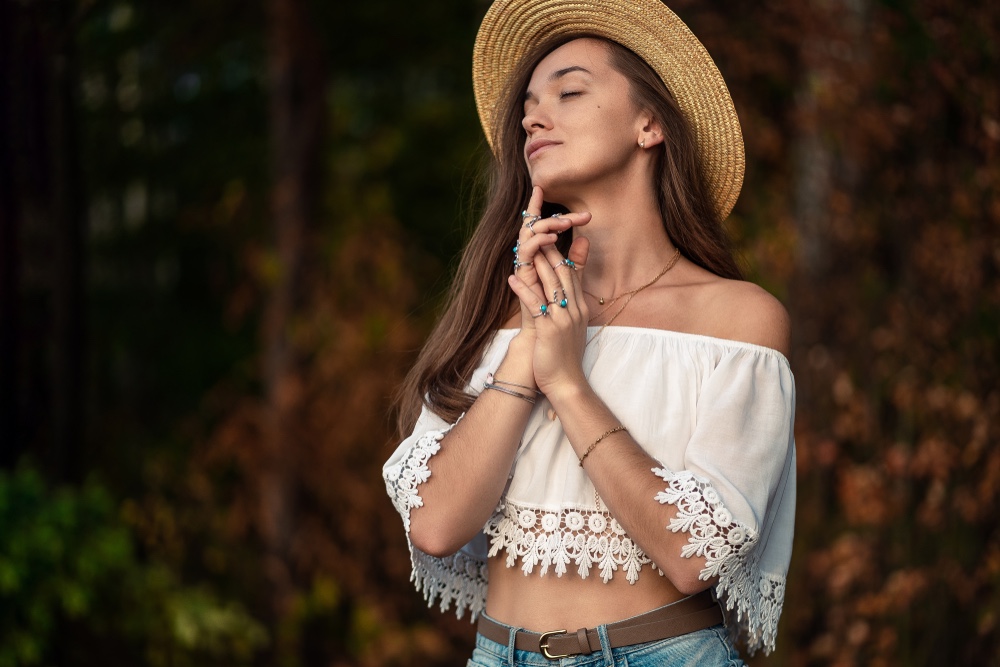 Woman Wearing Silver Jewelry