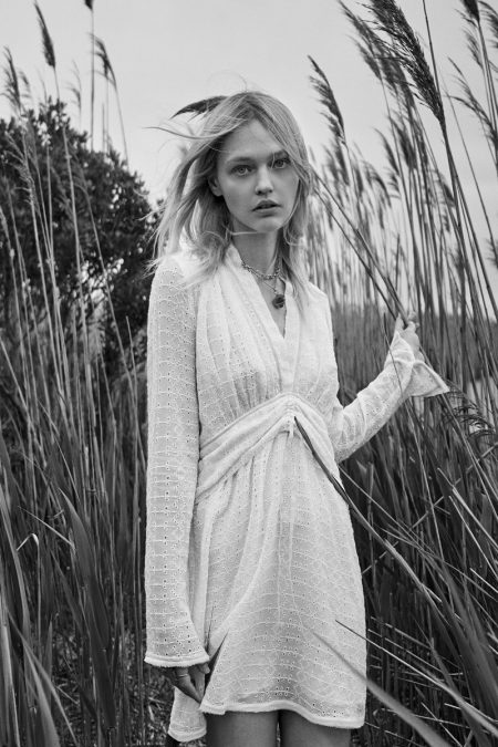 Sasha Pivovarova Embraces Zara's Boho Chic Styles Zara Limited Edition Embroidered Eyelet Dress.