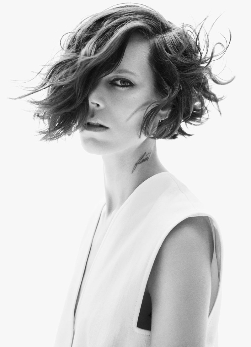 Freja Beha Erichsen poses in Zara fall 2020 collection.