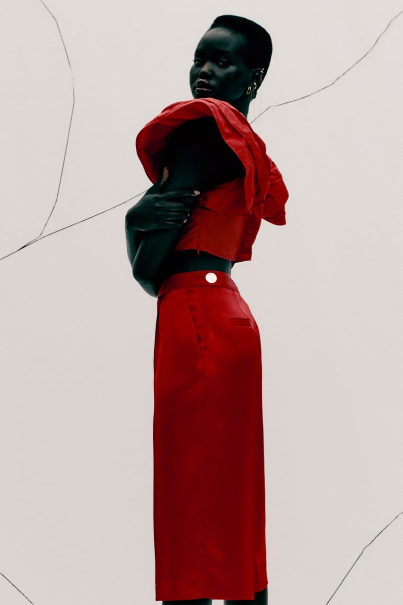 Adut Akech Looks Red-Hot in Zara's Fall Trends