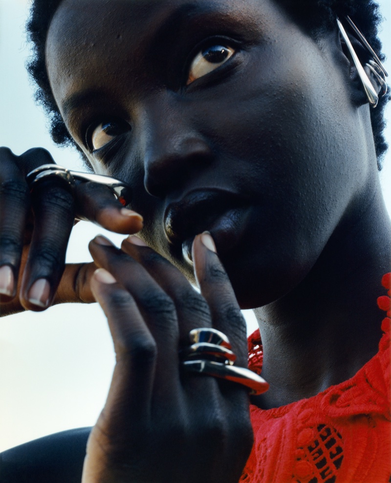 Anok Yai gets her closeup in Alexander McQueen fall-winter 2020 campaign.