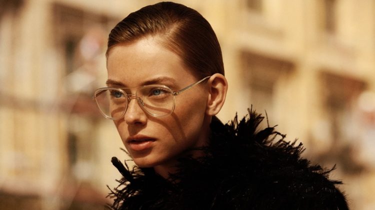 Lauren de Graaf poses for Chanel Eyewear online campaign.