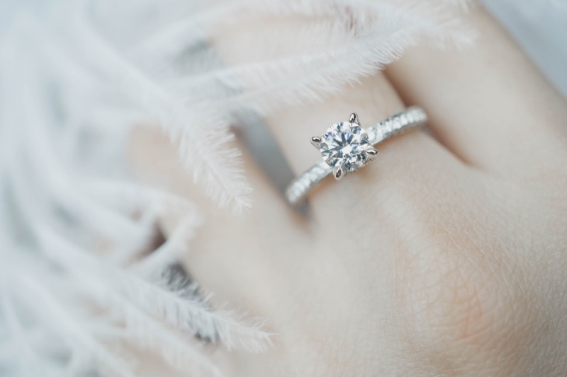 Closeup Simple Diamond Engagement Ring