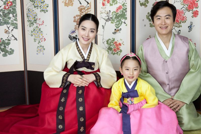 Family Wearing Korean Hanboks