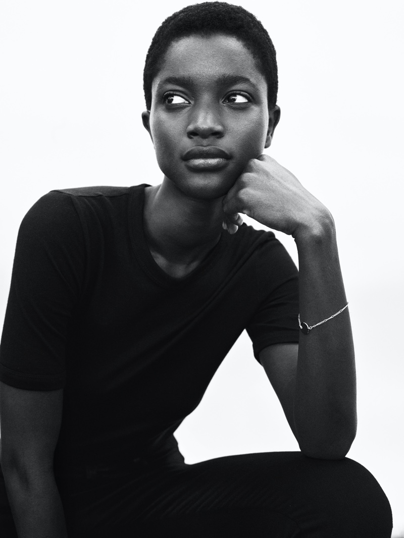 Model Oumie Jammeh fronts J Brand fall-winter 2020 campaign.