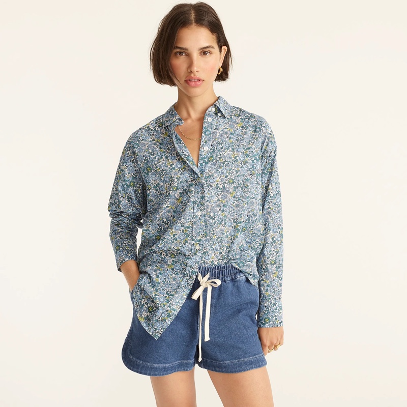 J. Crew Relaxed-Fit Cotton Voile Shirt in Blooming Floral $79.50