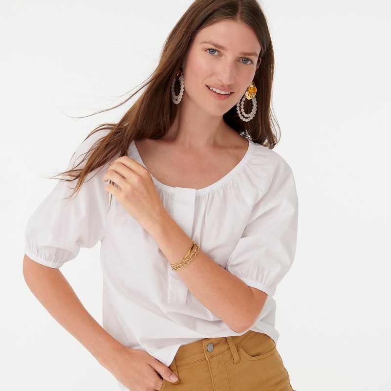 J. Crew Swingy Scoopneck Top in Cotton Poplin $69.50