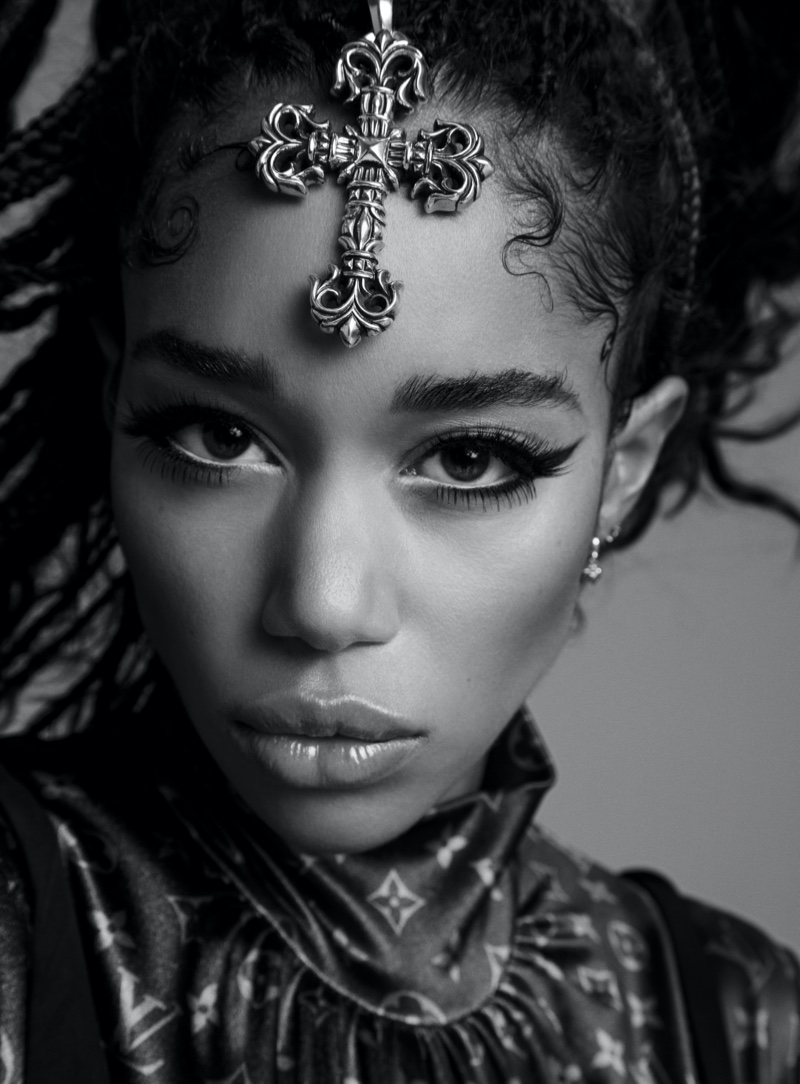 Photographed in black and white, Laura Harrier gets her closeup.