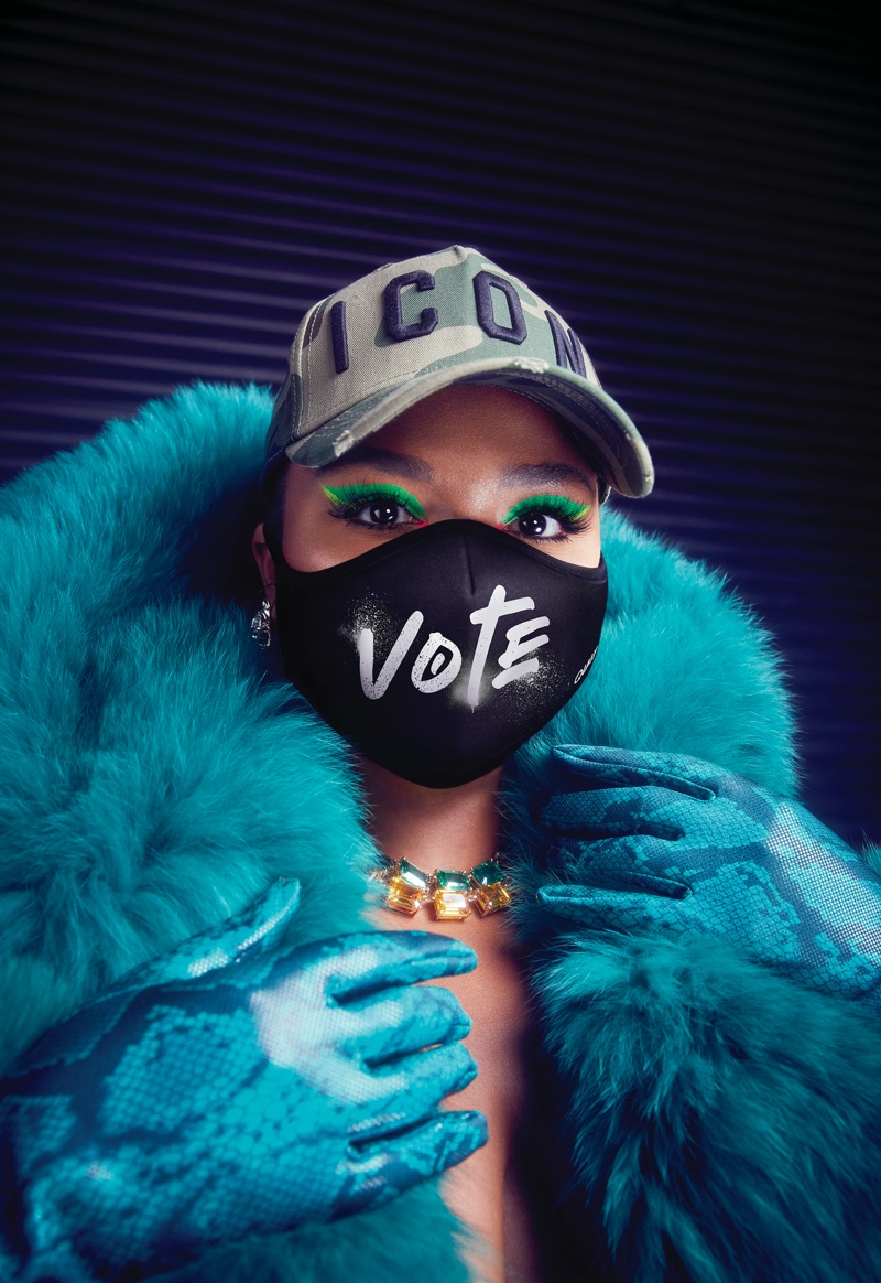 Lizzo poses in special Vote mask for Quay Australia.