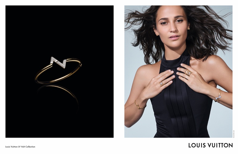 Actress Alicia Vikander poses in LV Volt fine jewelry campaign.