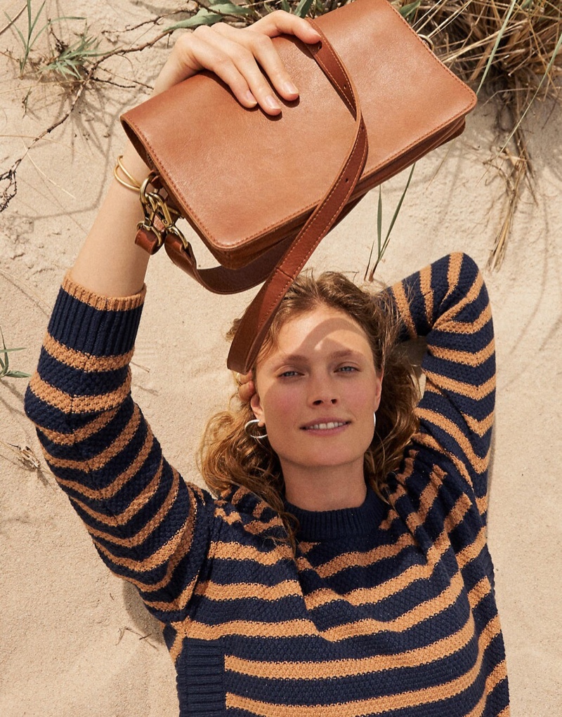 Madewell Striped Pickford Pullover Sweater $79.50 & The Flap Convertible Crossbody Bag $138