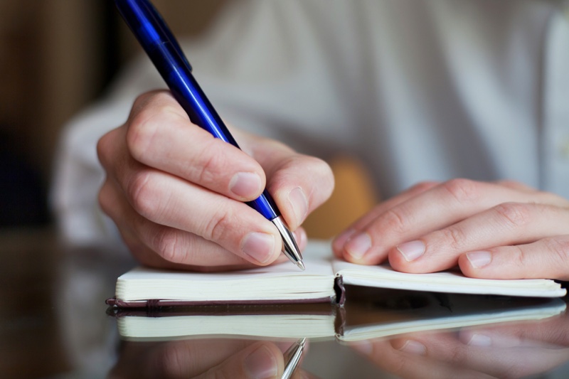 Man Writing Journal Pen